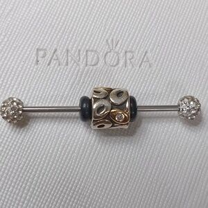 Pandora Silver 14k Clear CZ Vintage Oh My Two Tone Charm 2 Listed Separately